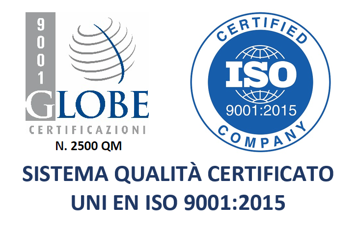 certificazione di qualità UNI EN ISO 9001:2015 da Globe n. 2500 QM